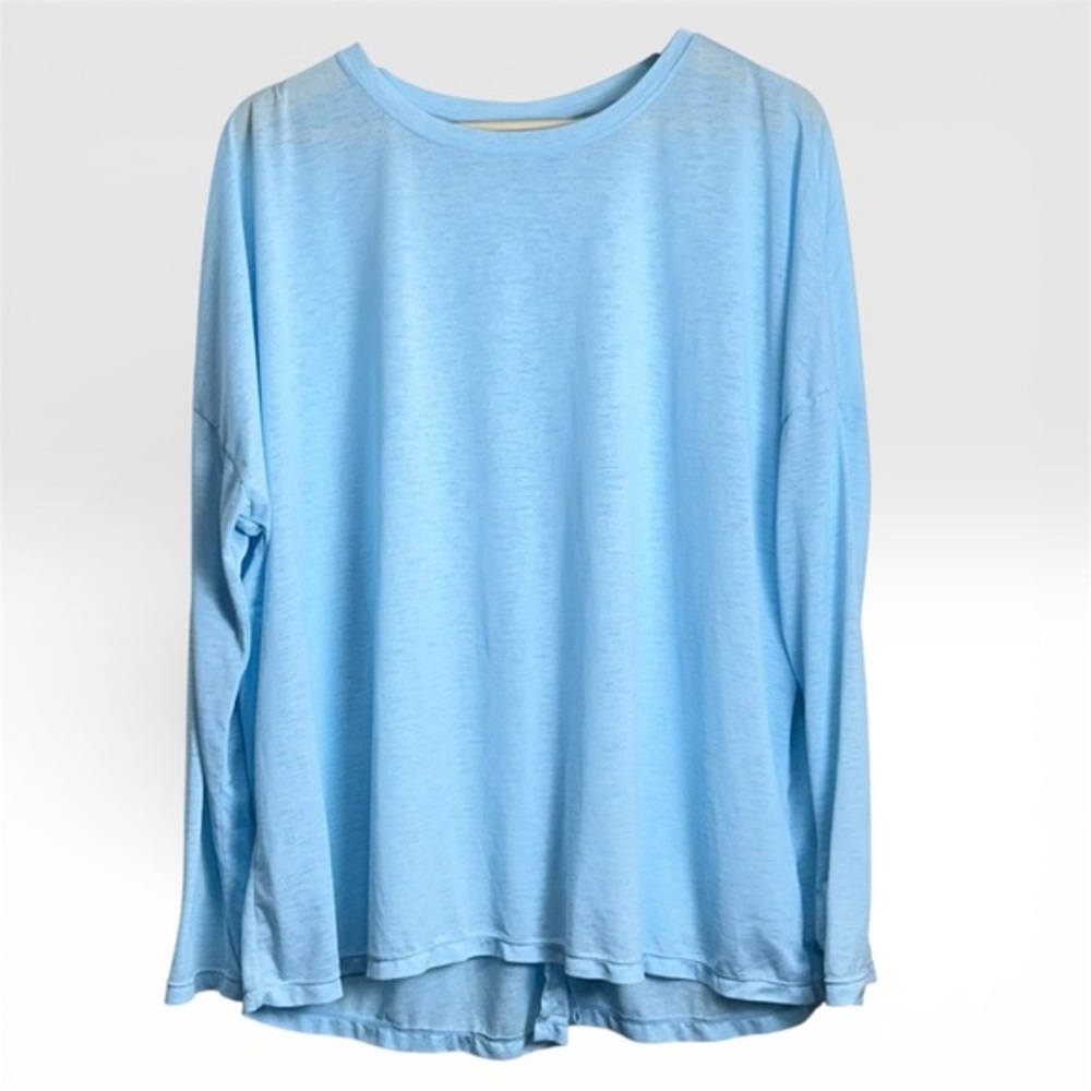 Zella Light Blue Split Back Long Sleeve Top L